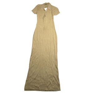 Anna October Ella Ribbed-Knit Backless Maxi Dress in Yellow